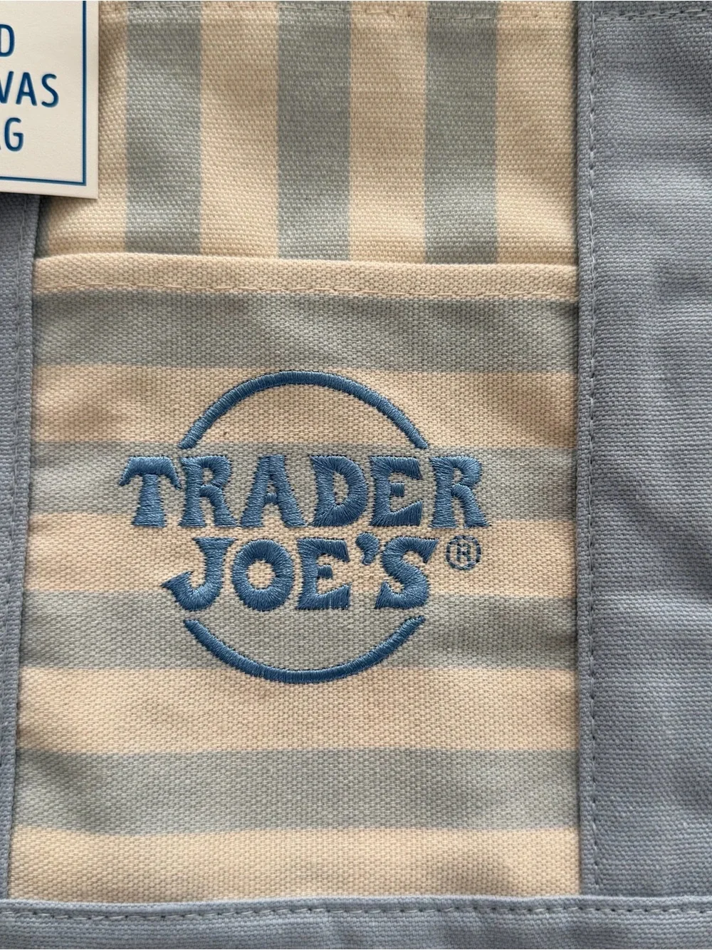 Brand New Trader Joe's Striped Mini Tote Blue